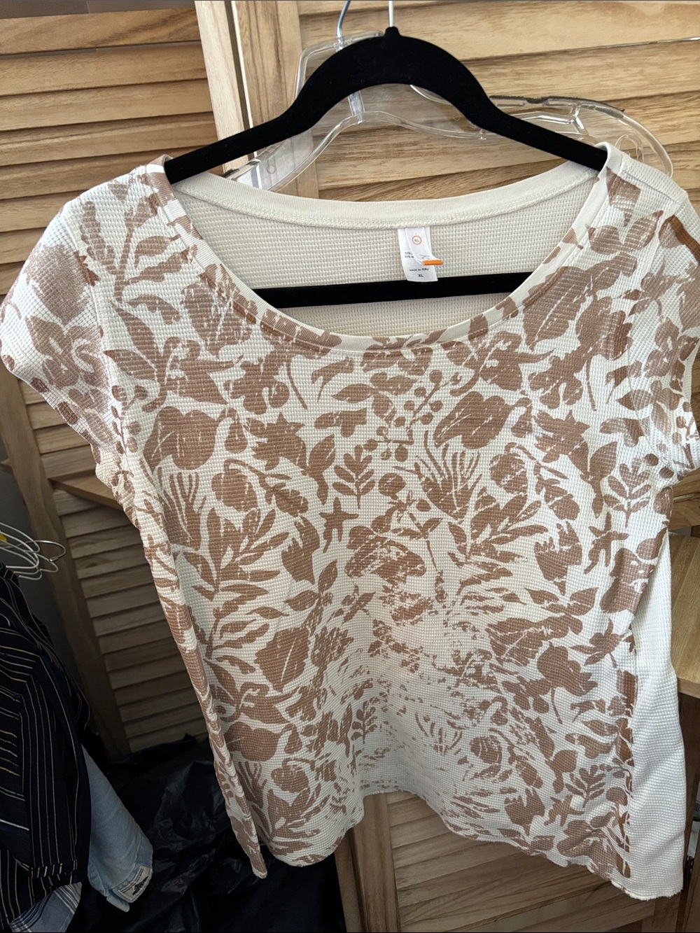 Lucy Waffle Weave Floral Short-Sleeve Women's Top XL